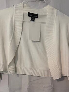 Isabella Rodriguez Cream Open-Front Ribbed Trim Cardigan